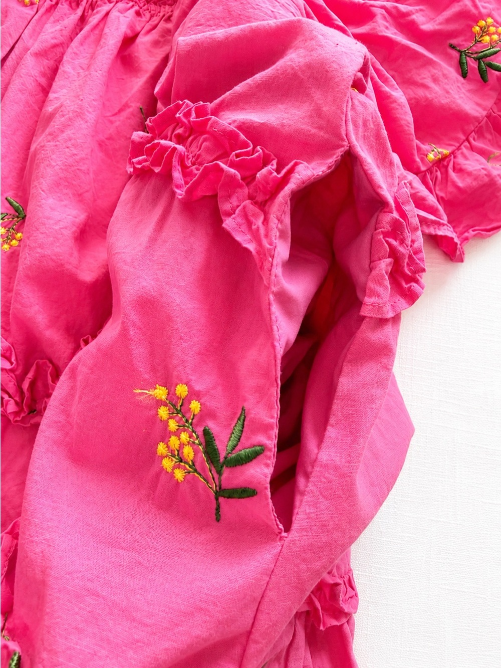 g.p.d. Pink Floral Embroidered Ruffle Dress — Size L Boho Croquette Cottagecore - Picture 5 of 7